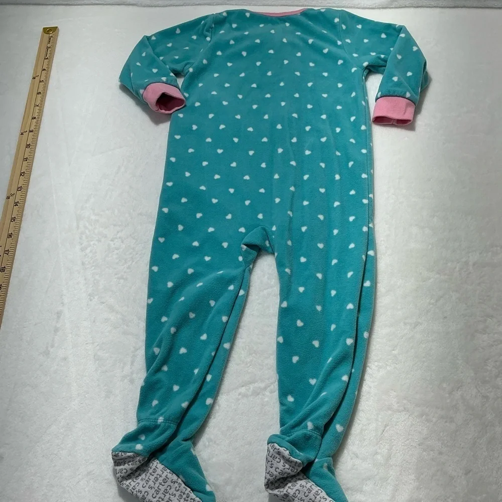 Carter's Teal Fleece Onesie with Pink Trim